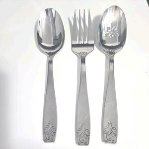 3 Piece Oneida Florence Stainless Serving Ware Server Spoon/Salad Fork and Spoon